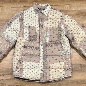NWT Urban Outfitters BDG Patchwork Puffer - Beige and Cream